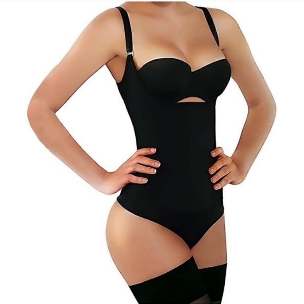 SHAPERX Woman's  Black Body Shaper  Adjustable Straps  Size Large